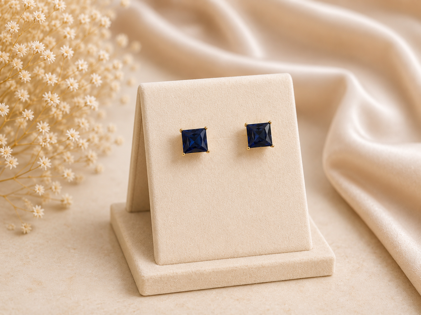 18k Gold Plated Square Zircon Ear Studs
