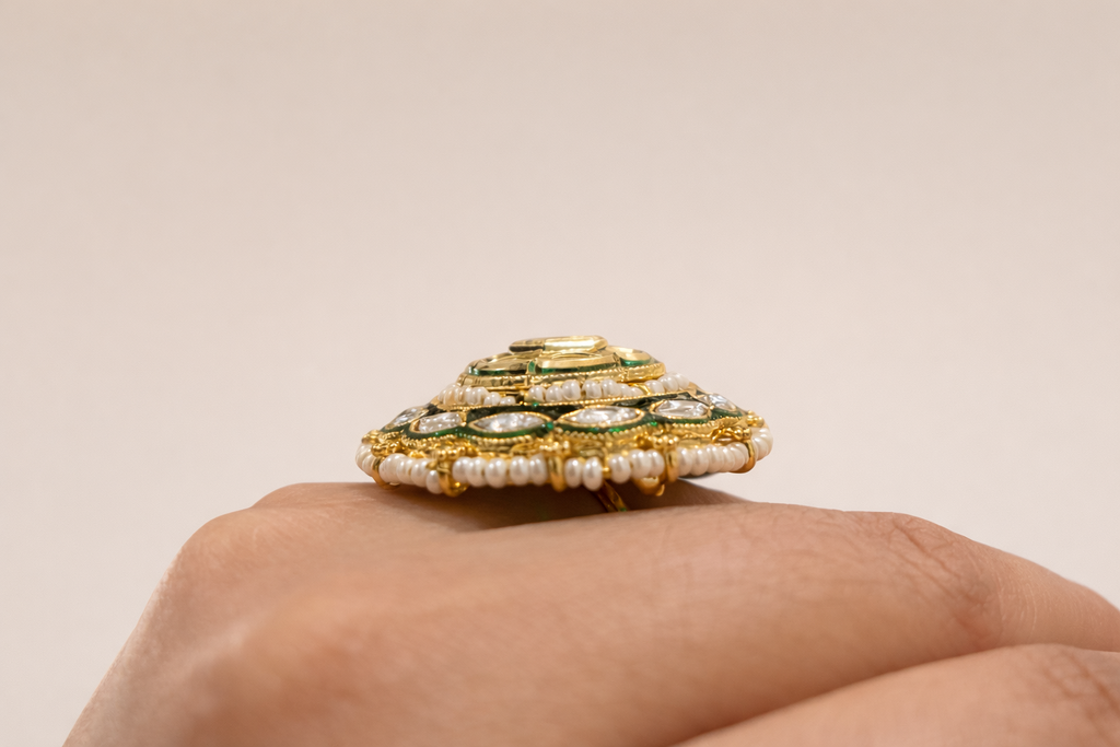 Indian Traditional Pachi Kundan Rings