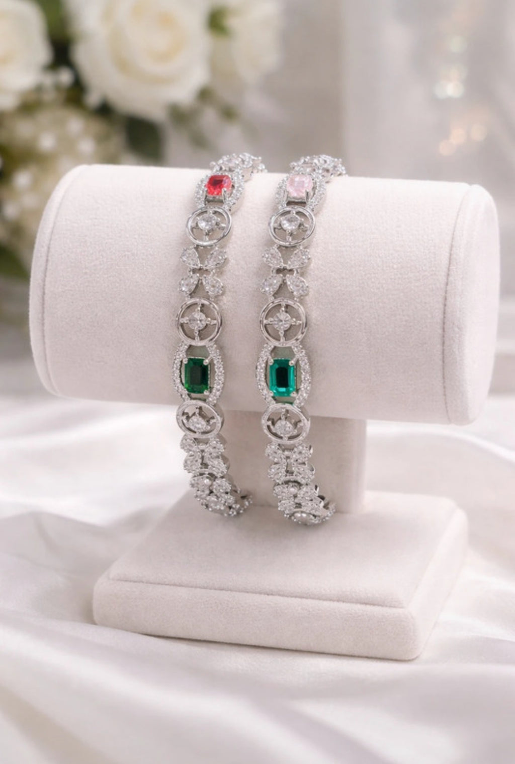 Elegant White Base A.D Party Bangle