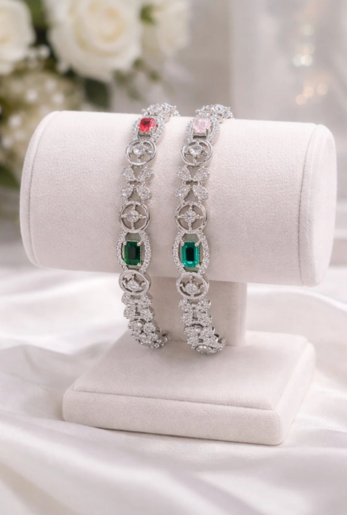 Elegant White Base A.D Party Bangle