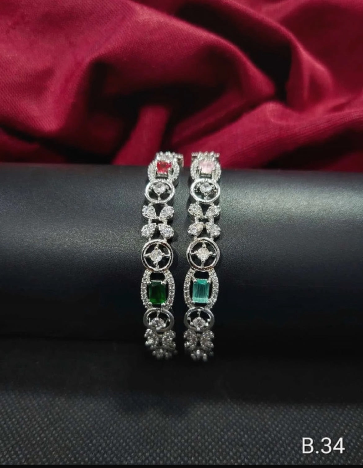 Elegant White Base A.D Party Bangle