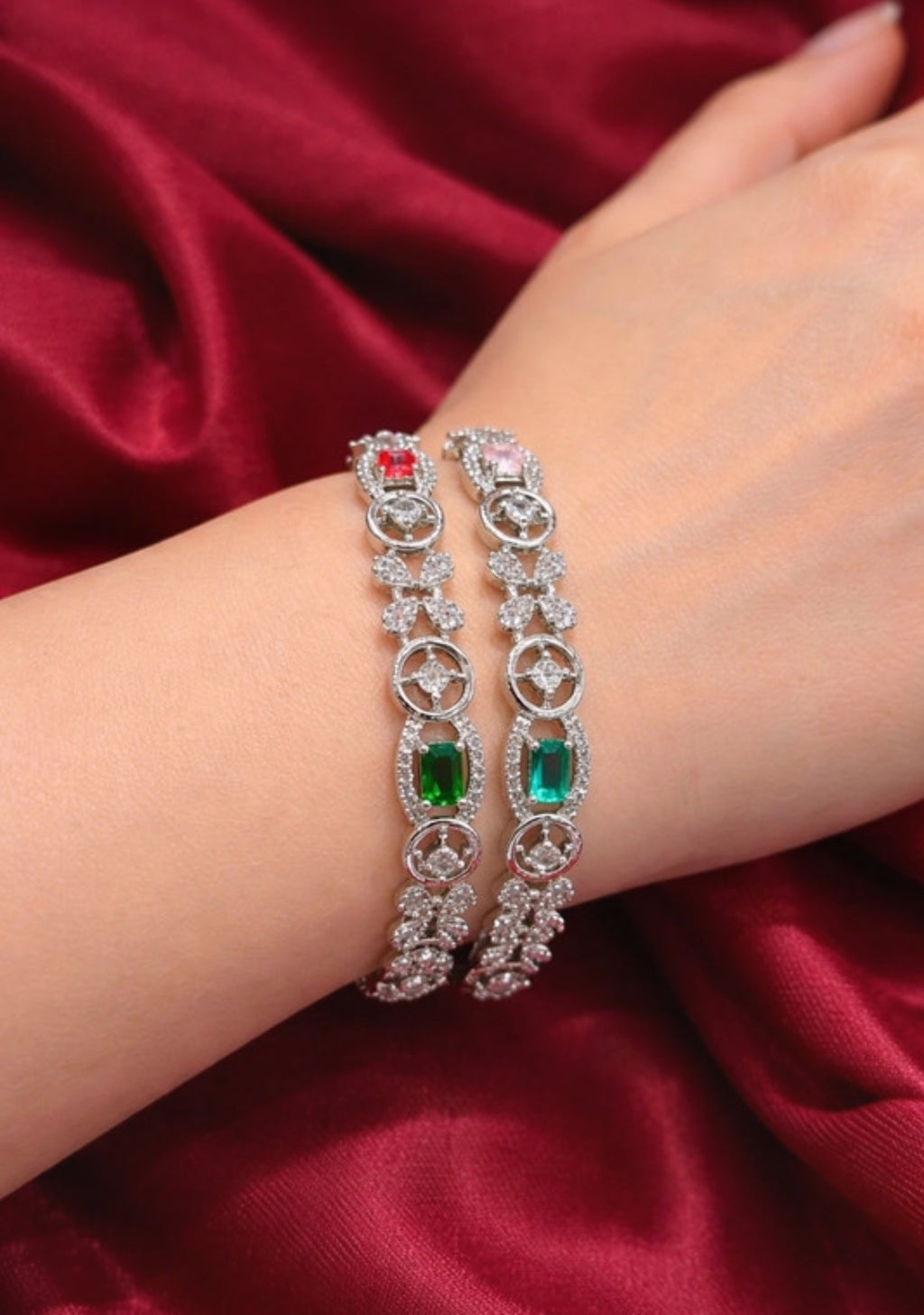 Elegant White Base A.D Party Bangle