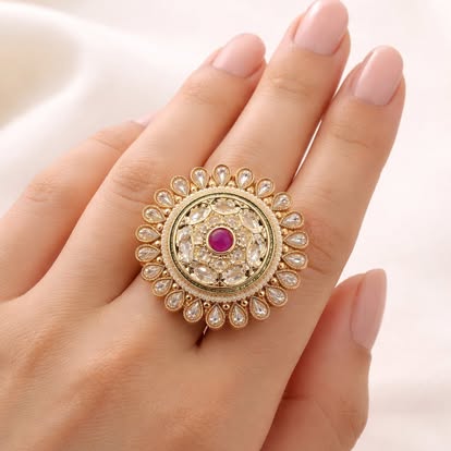 Beautiful Kundan Adjustable Ring
