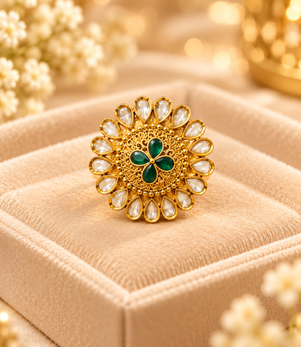Beautiful Kundan Adjustable Ring