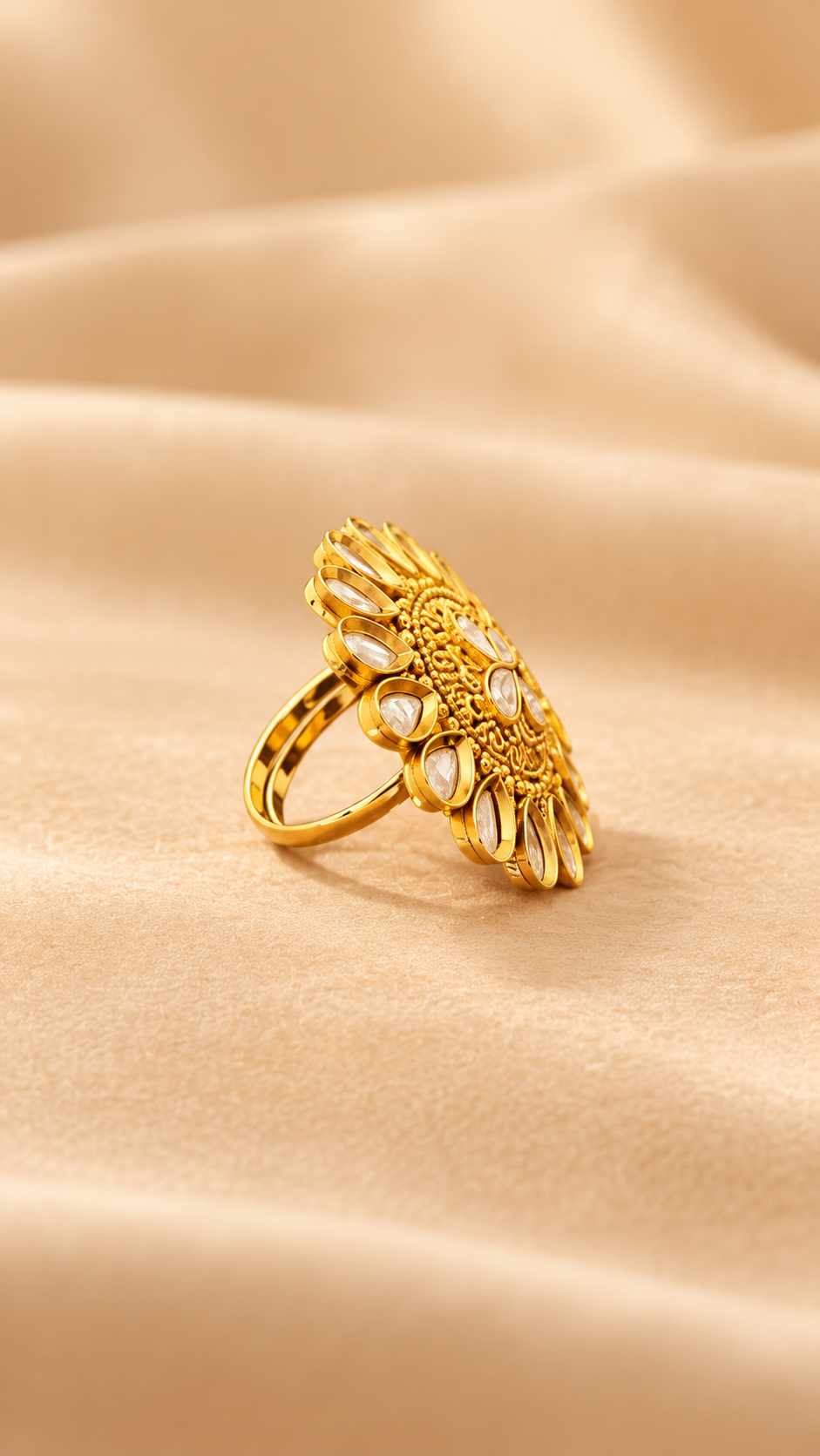 Beautiful Kundan Adjustable Ring